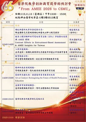 【醫學院】醫學院教學創新與實踐學術研討會「From AMEE 2026 to CSMU」